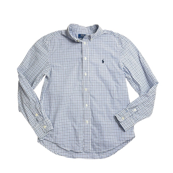 Ralph Lauren 14/16 blue plaid button down - Picture 1 of 6